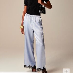 Jcrew satin pants with lace trim